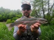 Phil and Mark rainbow trout, May dry fly